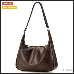 Vegan Leather Hobo Bag Slouchy Shoulder Purse Minimal Chic Everyday Handbag